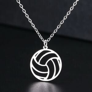 Silver Volleyball Necklace